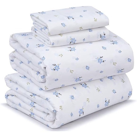 100% Cotton Breathable Cooling Bed Sheets Set Floral Print...